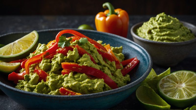 Bell pepper strips, guacamole
