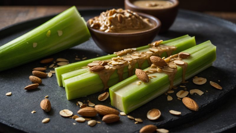 Celery sticks with almond butter