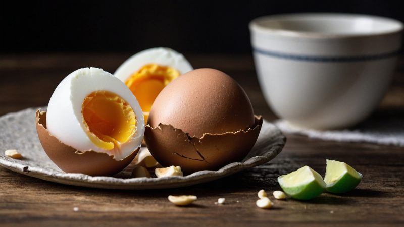 Hard-boiled eggs, macadamia nuts