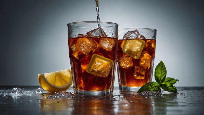 Iced tea (unsweetened), water