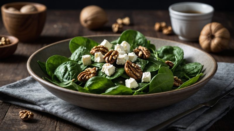 Spinach and Goat Cheese Salad with Walnuts