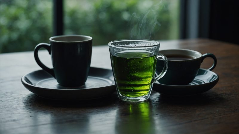 Water, black coffee, or green tea