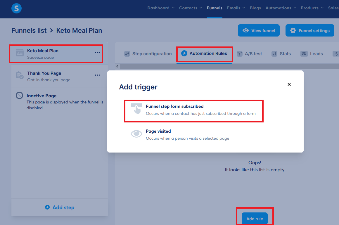 Create Automation Rules in Systeme.io