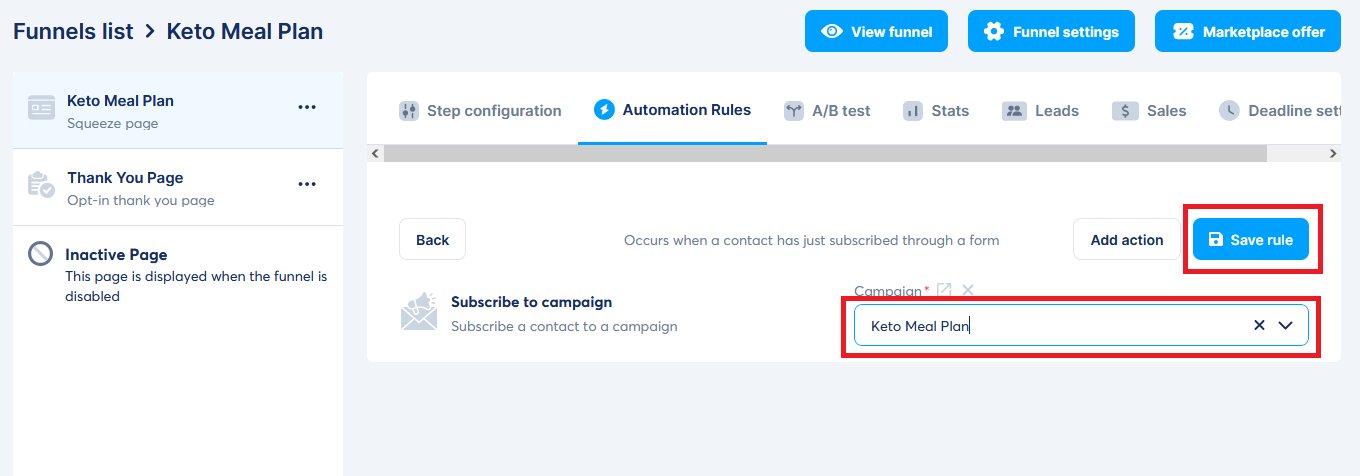 Create Automation Rules in Systeme.io