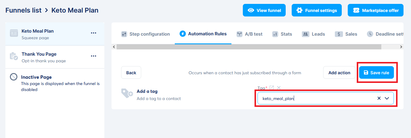 Create Automation Rules in Systeme.io