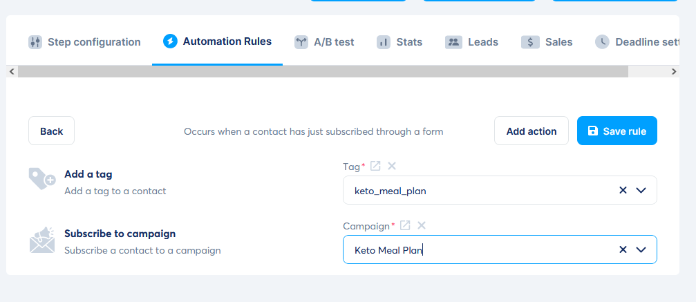 Create Automation Rules in Systeme.io